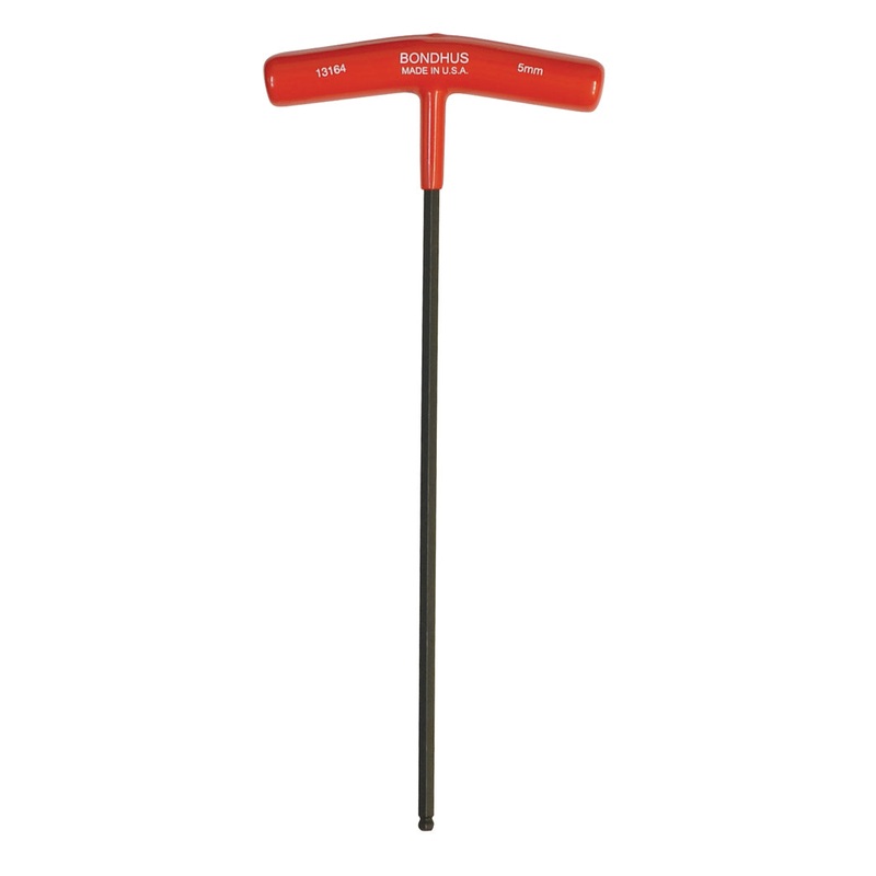 13164, Bondhus 5.0mm x 246mm Ball End Hex Driver T-Handle w/ ProGuard Finish