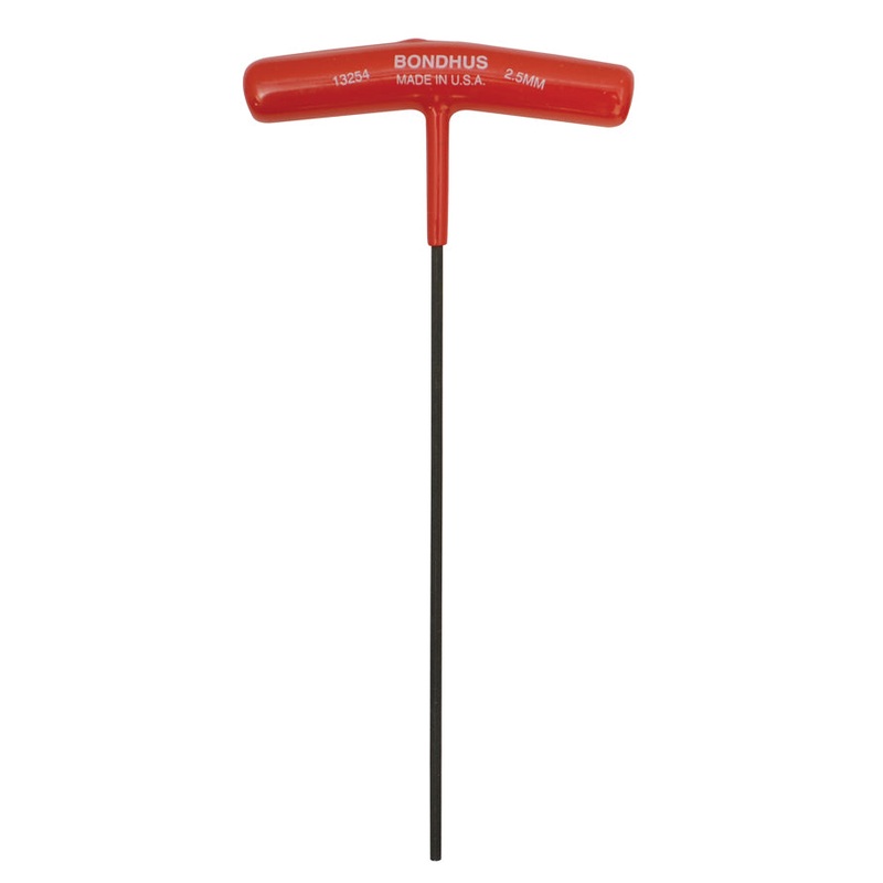 13254, Bondhus 2.5mm x 172mm Hex Driver T-Handle w/ ProGuard Finish