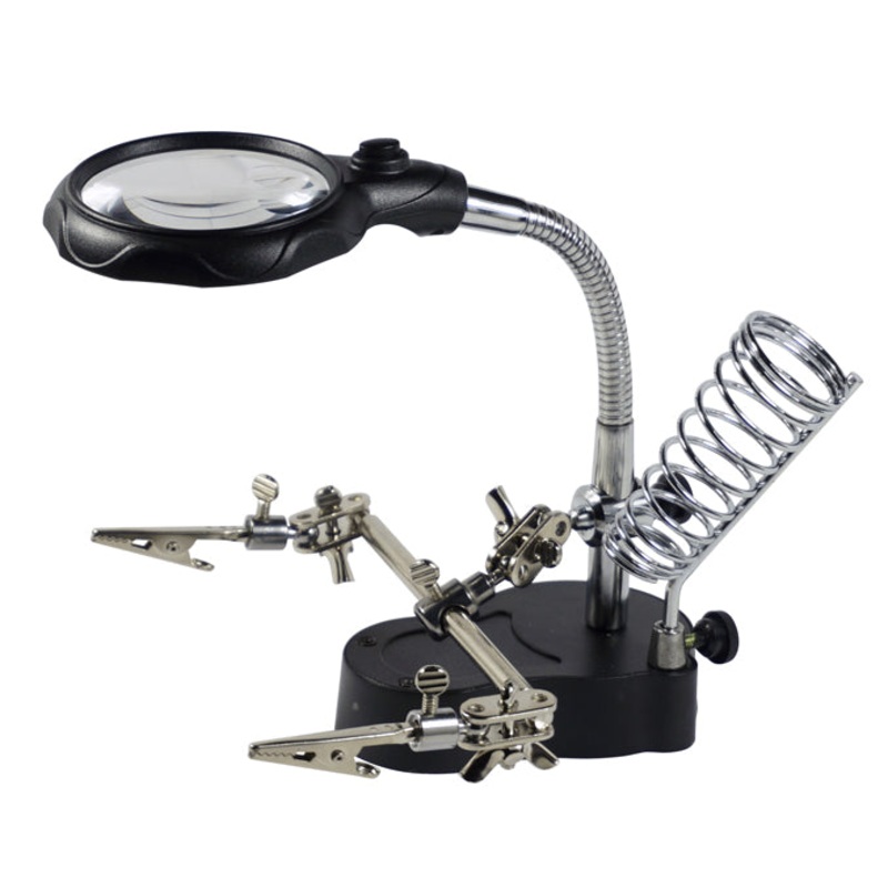 2.5″ Diameter 2.75x/7.5x Helping Hand Magnifier w/ Solder Stand ~ Bi-Focal Lens