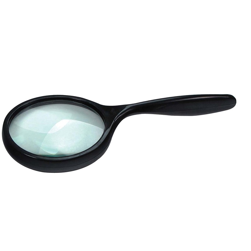 2.5″ Diameter 3x Magnifier, Glass Lens Curved Handle Hand Held Magnifier
