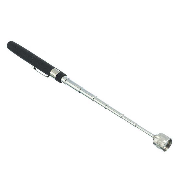 25″ Telescoping 8Lb Magnet Pick Up Tool with Black Grip & Pocket Clip