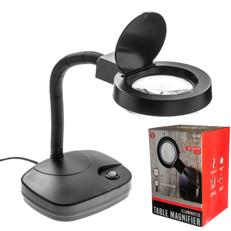 3.5″ Diameter 3.5x Glass Lens Illuminated Magnifier Table Lamp