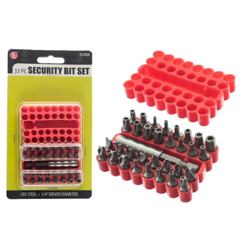 33 Piece Security Bit & Magnetic Extension Set, Includes 32 Bits & 1 Extension