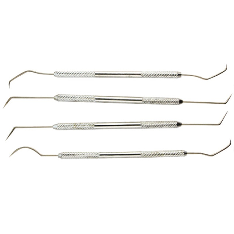 4 Piece Double Ended Chrome Plated Pick Set with Vinyl Pouch