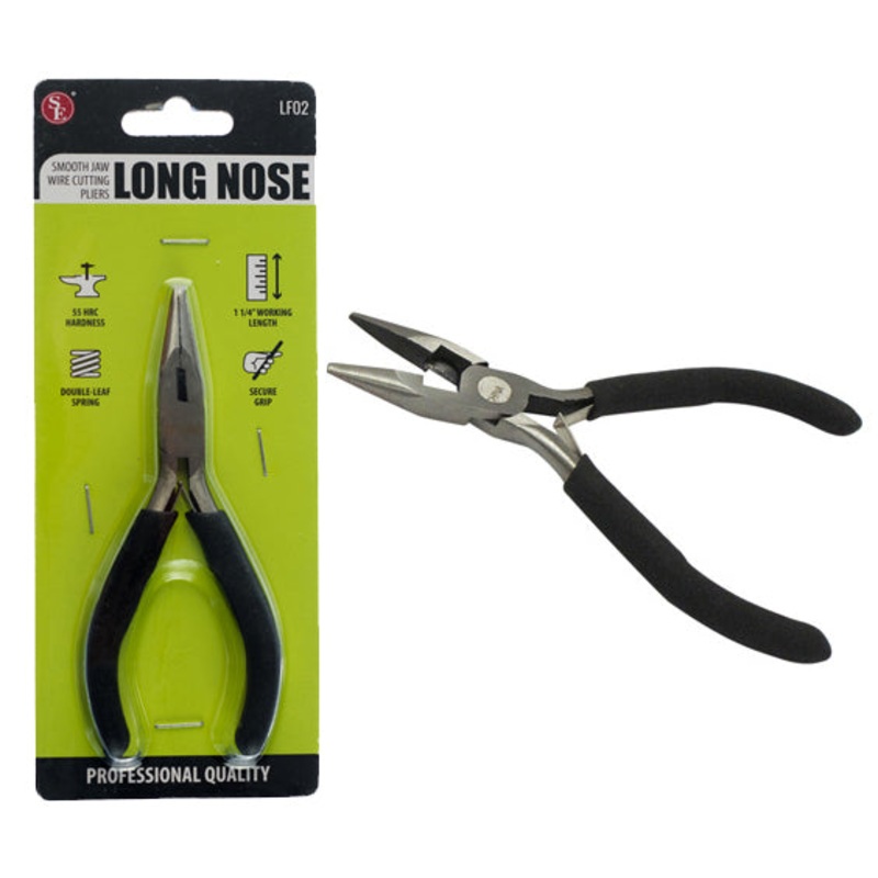 5″ Carbon Steel Needle Nose Pliers w/ Black Comfort Grip Handle