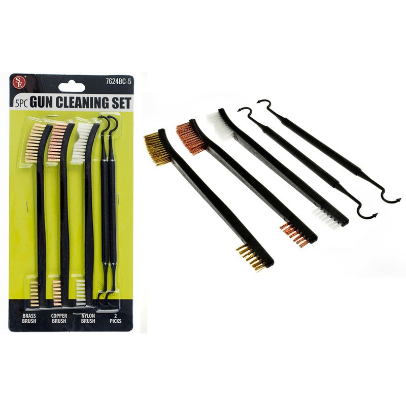 7624BC-5, Sona 5 Piece 7″ Gun or Small Device Cleaning Set (3 Brushes+2 Double Ended Picks)