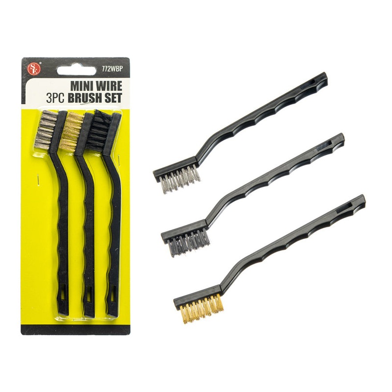 772WBP, Sona 3 Pc 7″ Mini Wire Brush Set, 1 Each with Stainless Steel, Brass & Nylon Bristles