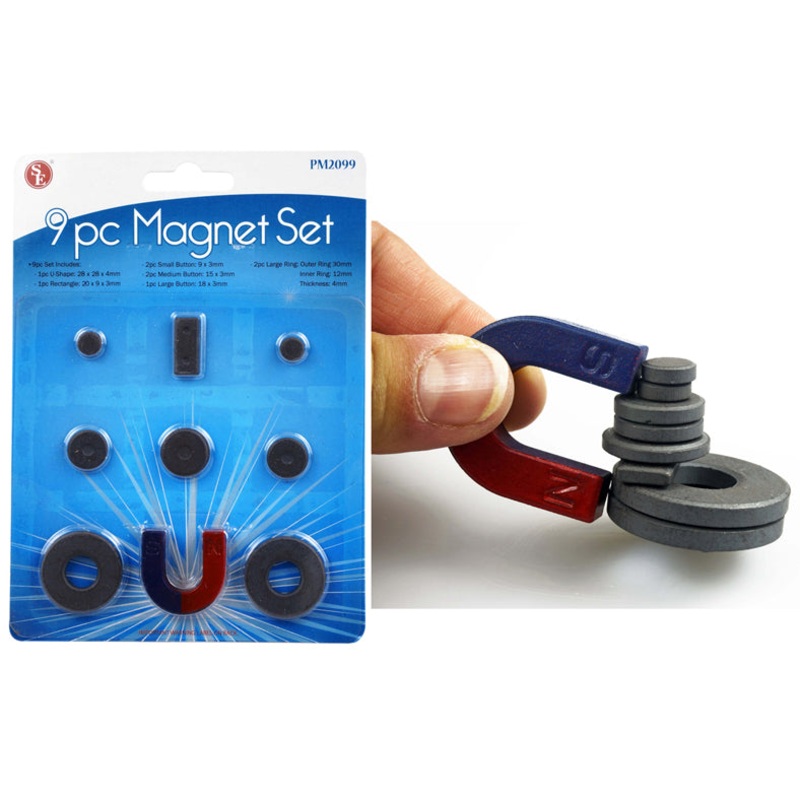 9 Piece Ferrite Magnet Set ~ Various Shapes