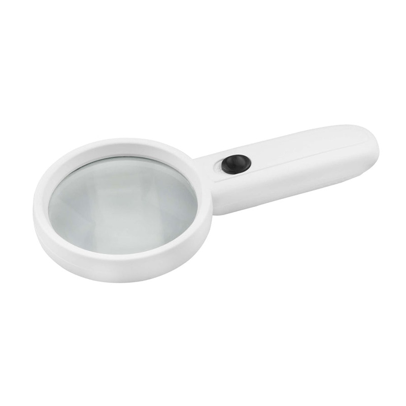 MD375L, Sona  2.75″ Diameter 3.1x Magnifier, 2 LED Illuminated Glass Lens Hand Held Magnifier