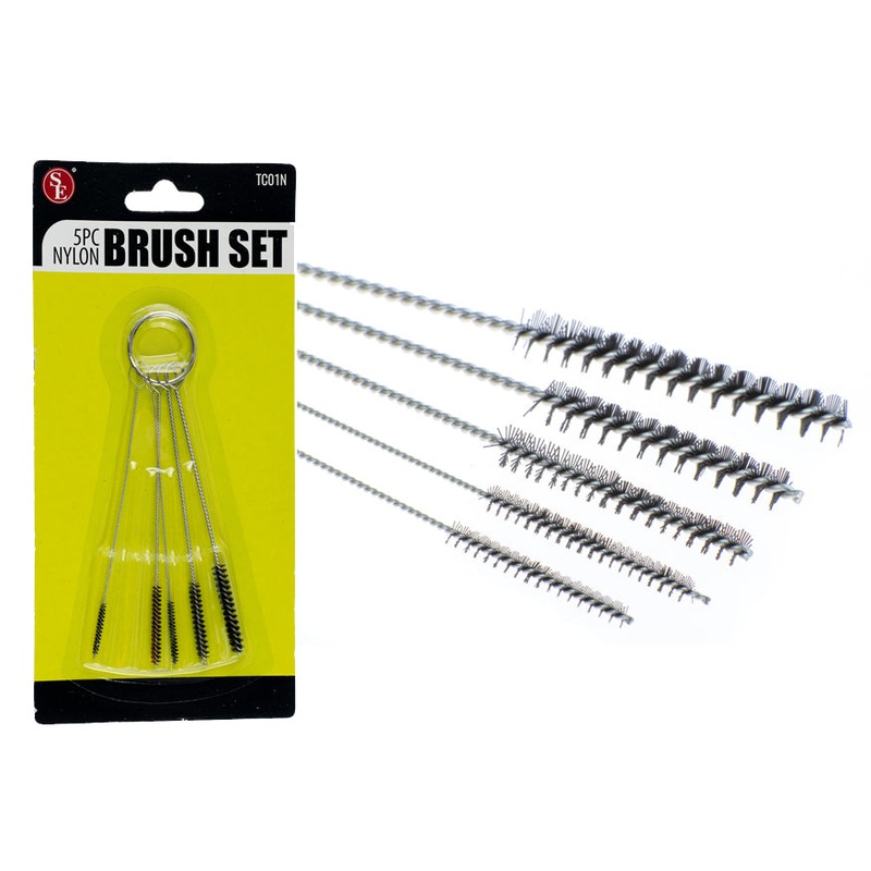 TC01N, Sona 5 Piece 4″ Mini Round Bore Cleaning Brush Set with Nylon Bristles