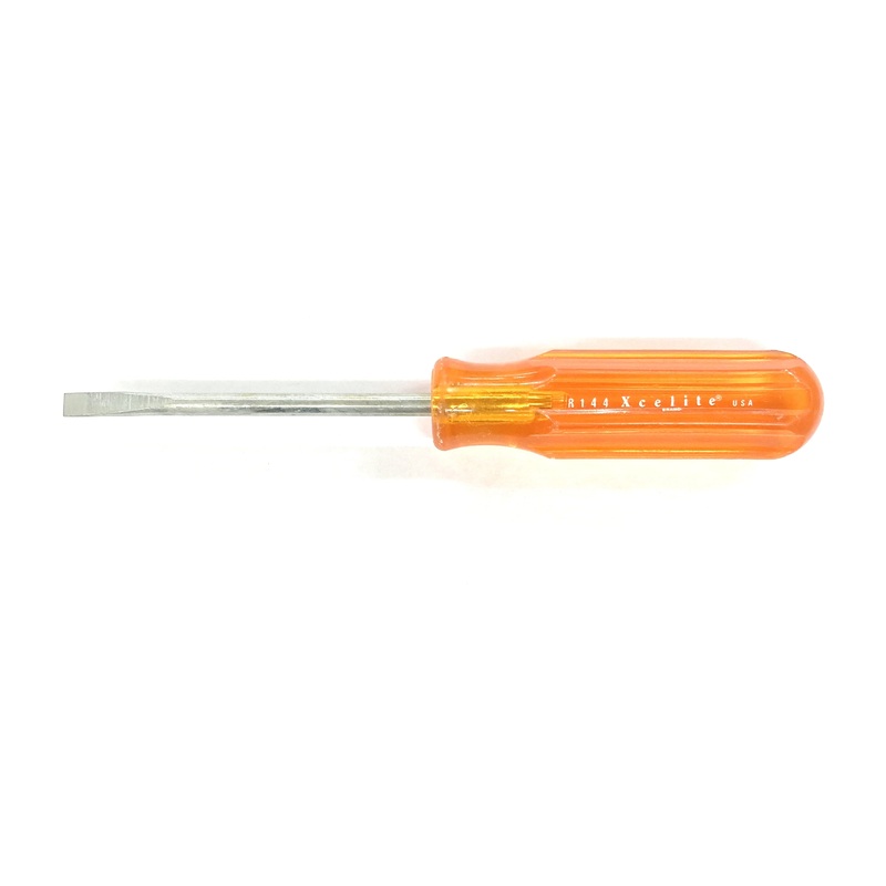 Xcelite R144, 1/4″ x 4″ (6.35mm x 102mm) Slotted Round Shaft Screwdriver ~ R144V
