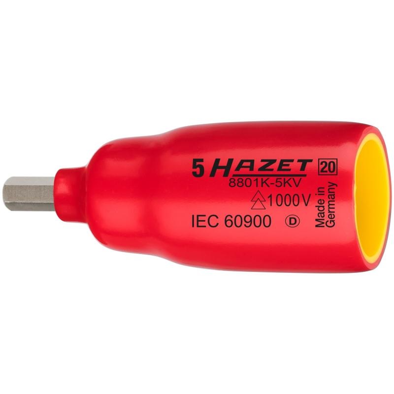 Hazet 8801K-6KV Insulated Screwdriver Socket, 10mm (3/8″) Square Drive, 6mm Hex