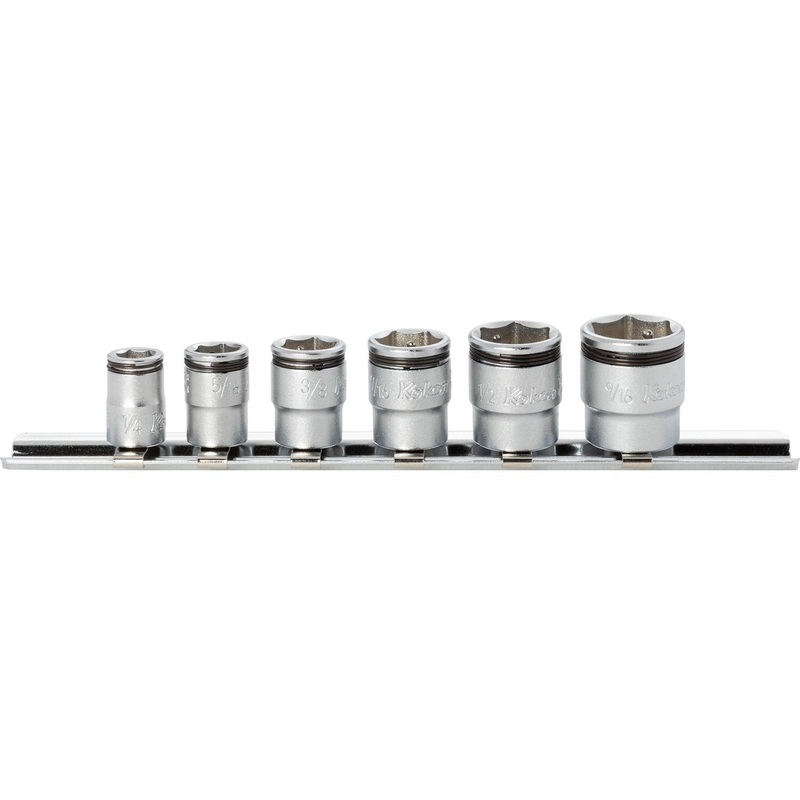 Ko-Ken Tools RS2450AS/6 1/4″ Square Drive 6-Point Nut Gripper SAE Socket Set, 6 Pc.