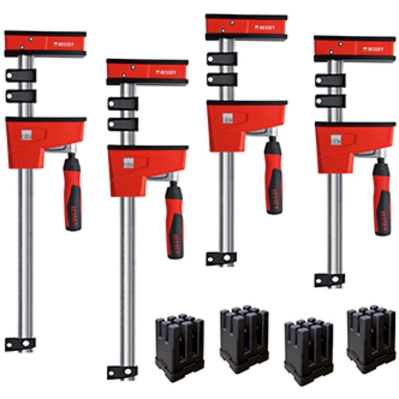 Bessey KREK2450 Parallel Clamp Kit, 2-24″, 2-50″ K Body Clamps and 1 Set KP Blocks
