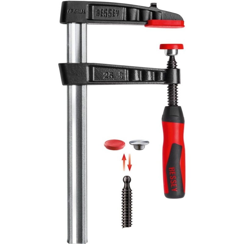 Bessey TG4.530+2K Clamp, woodworking, F-style, 2K handle, replaceable pads, 4.5 In. x 30 In., 1000 lb