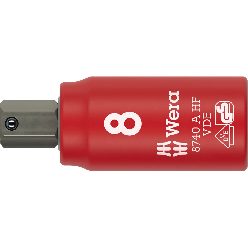 Wera 8740 A VDE HF Zyklop Bit Socket, Insulated, 1/4″ Drive, with Holding Function for Hexagonal Socket Screws, 8 x 45 mm