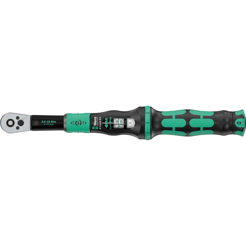 Wera Click-Torque Lock A 5 R/L Torque wrench, adjustable, Torque Lock function, square head insert (1/4″), clockwise/counterclockwise torque operation, 2.5-25 Nm
